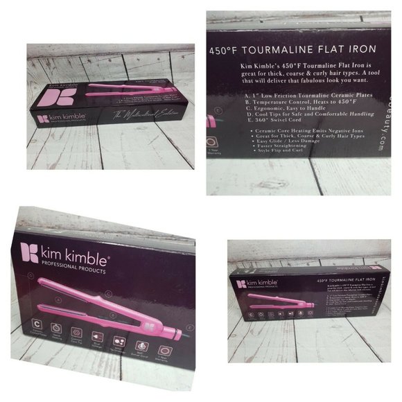 Kim Kimble Professional Products Pink Comfort Cool Tip Quick Heating Flat Iron - Picture 1 of 11